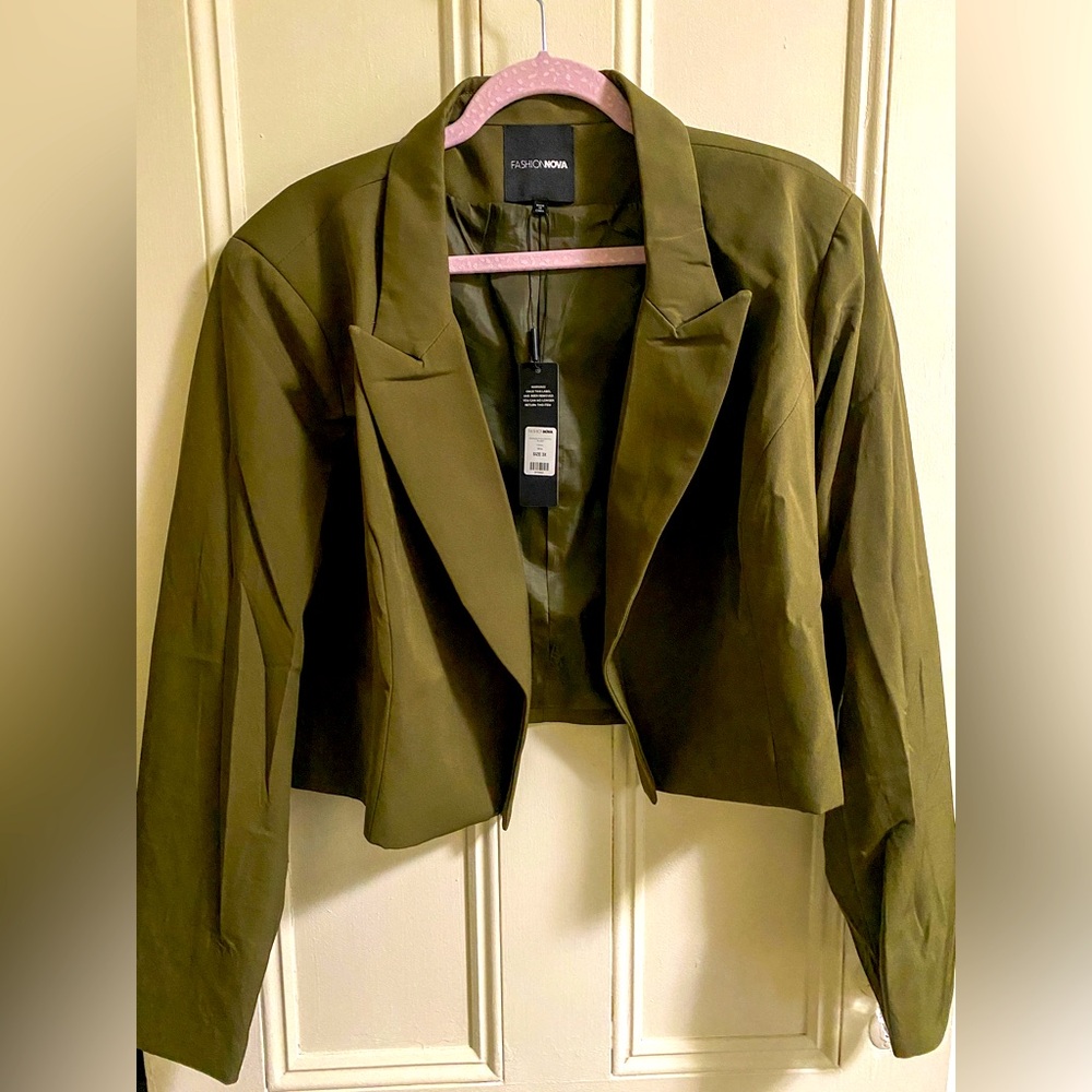 Olive cropped blazer